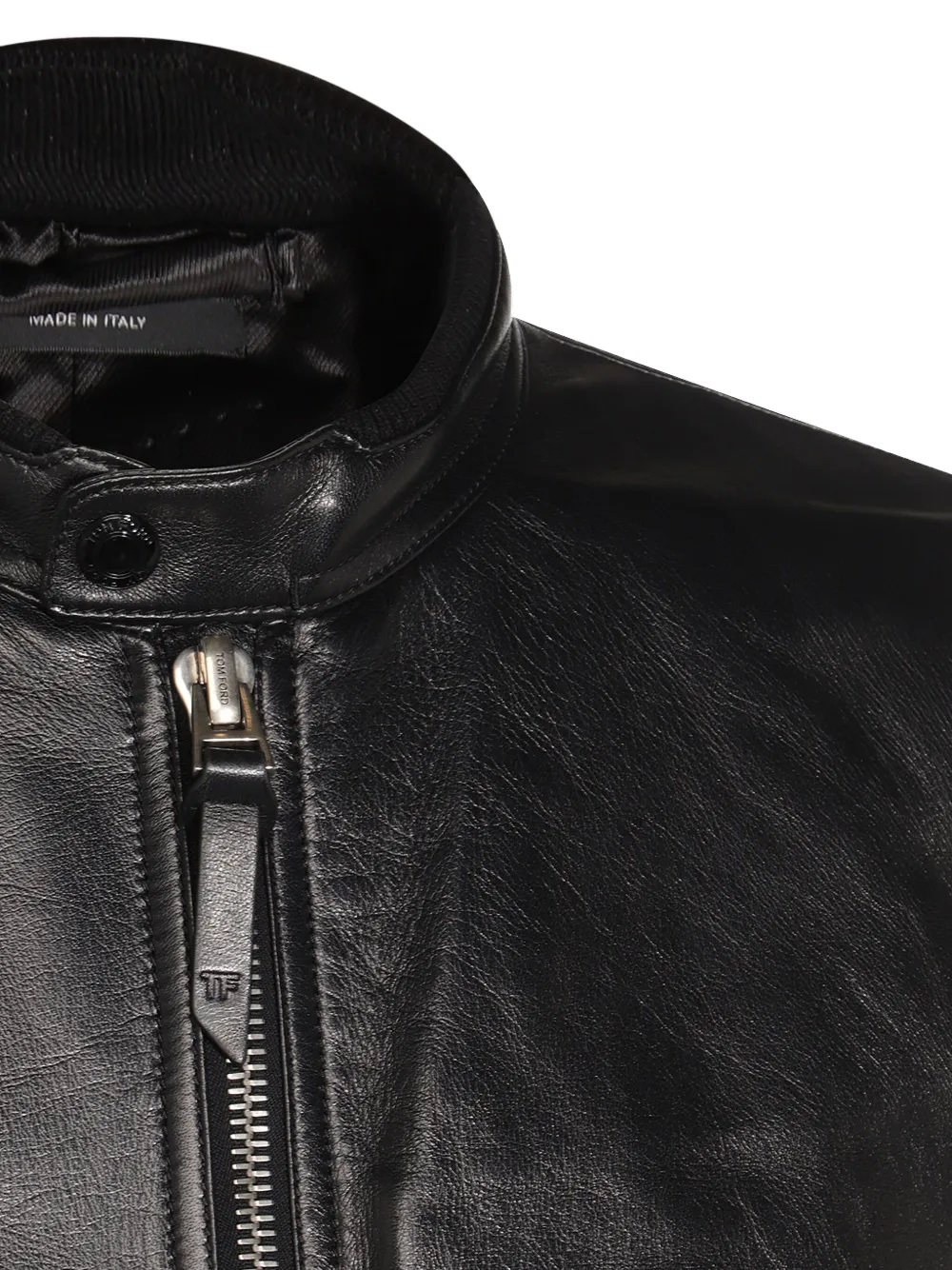 TOM FORD zip-front leather jacket Zwart
