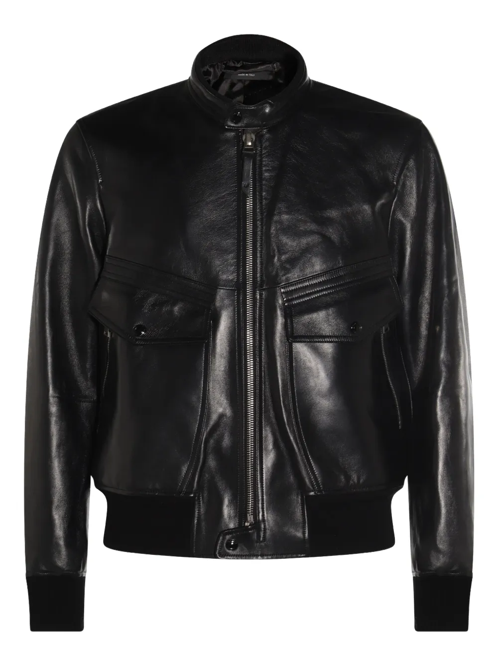 TOM FORD zip-front leather jacket Zwart