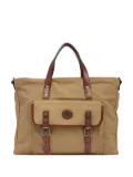 The Bridge leather-trimmed canvas laptop bag - Neutrals