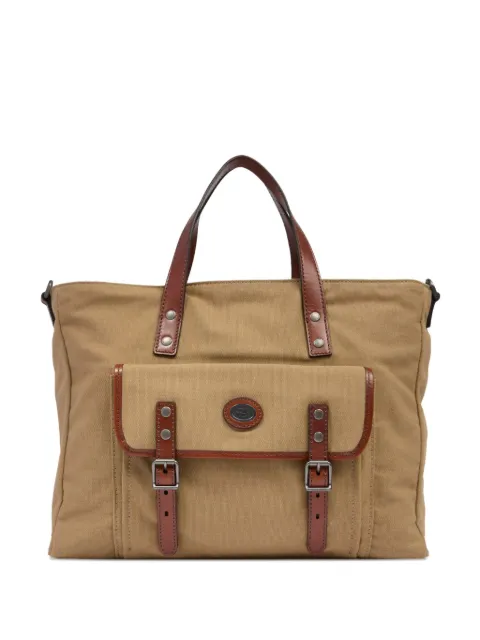 The Bridge leather-trimmed canvas laptop bag