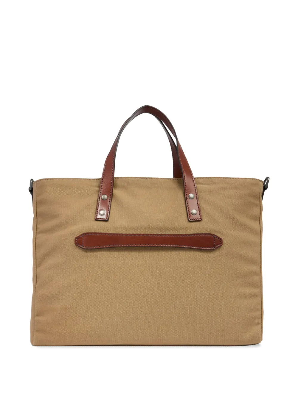 The Bridge Canvas laptoptas met leren afwerking Beige