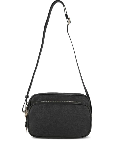 Borbonese zip-top leather shoulder bag