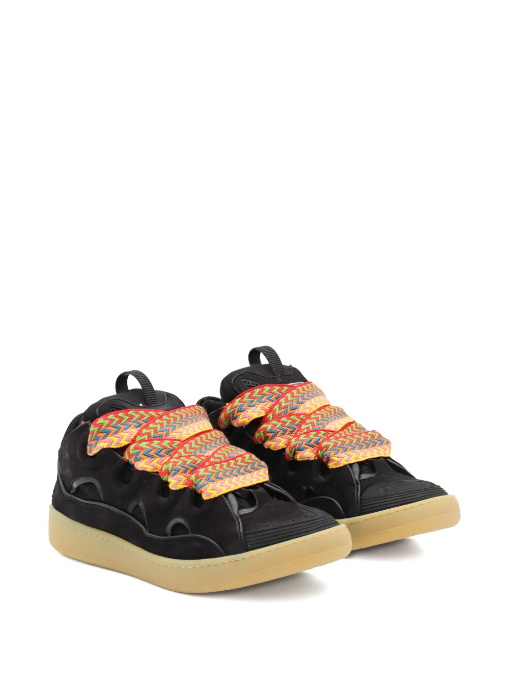 Lanvin Curb lace-up panelled sneakers Black