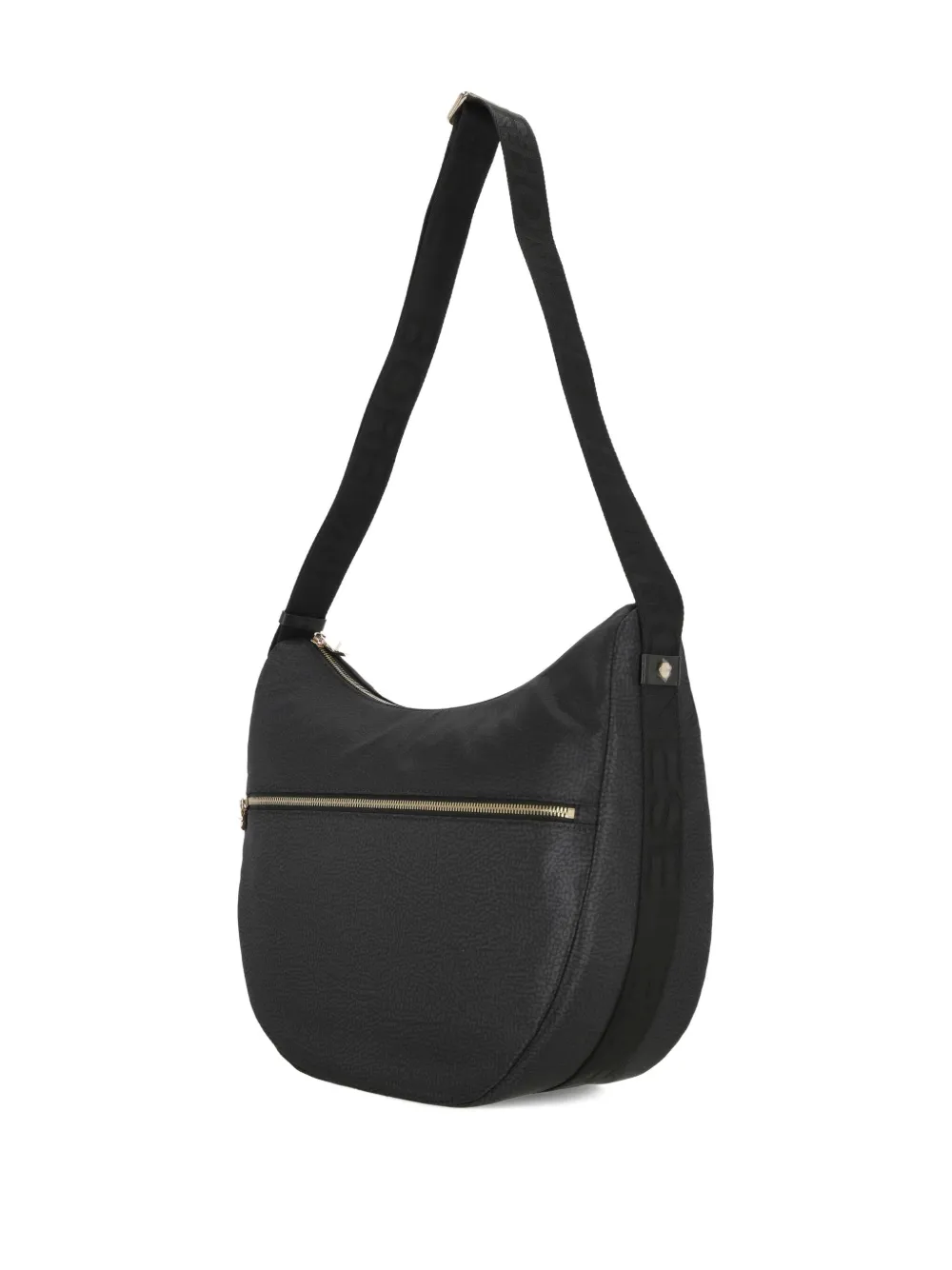 Borbonese Zip-fastening Crescent Shoulder Bag In Black