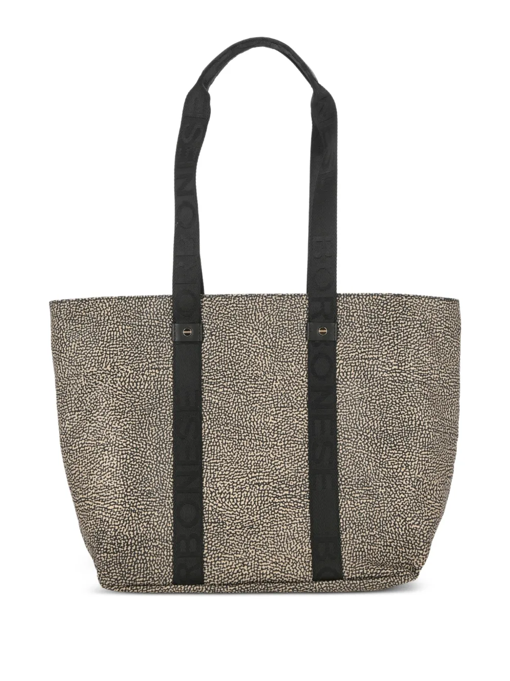 Borbonese branded all-over pattern tote bag | Neutrals | Image 1