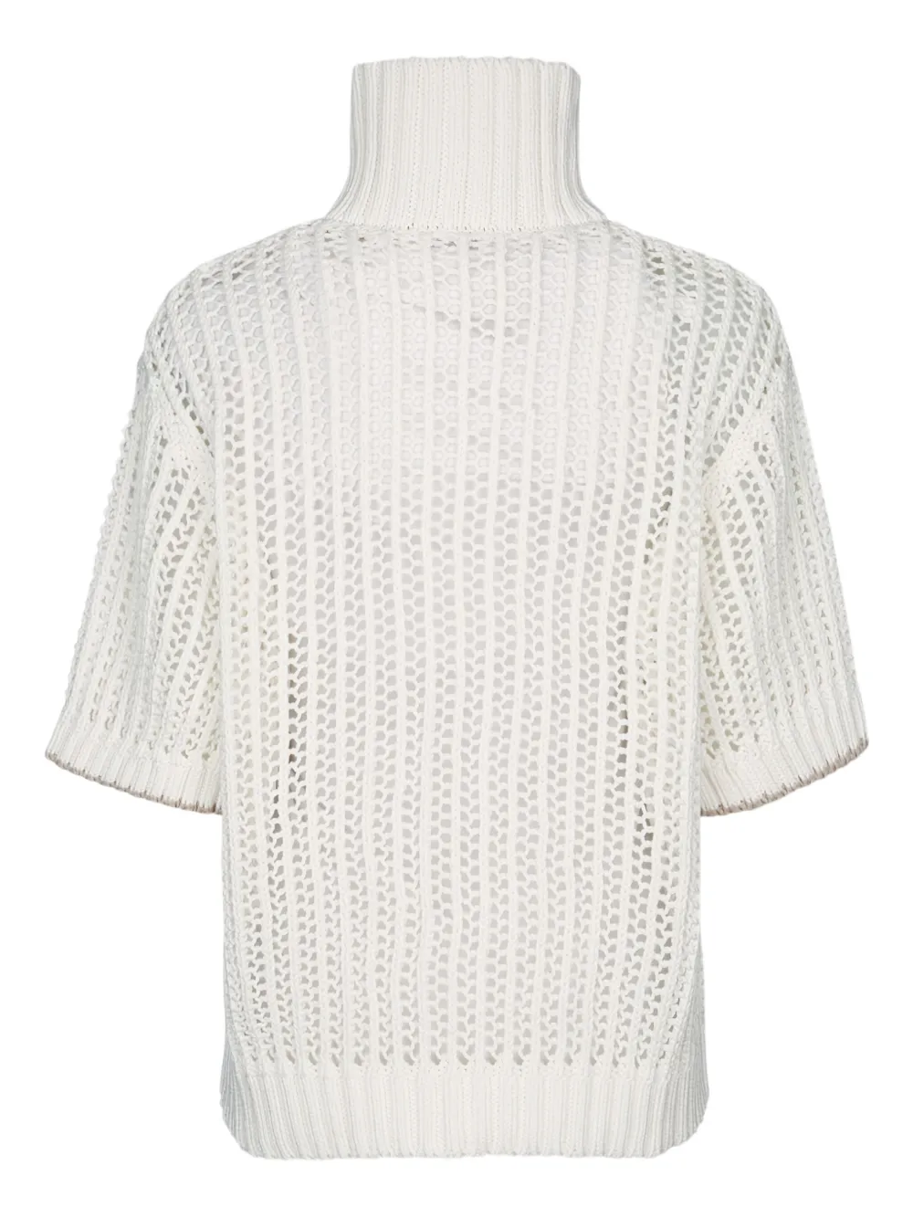 Brunello Cucinelli high-neck open-knit sweater Wit