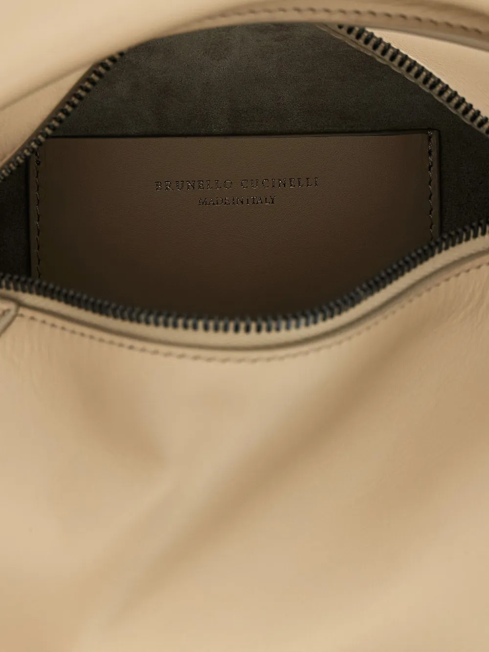 Brunello Cucinelli Duo kleine leren shopper met gewelfde handgreep Beige