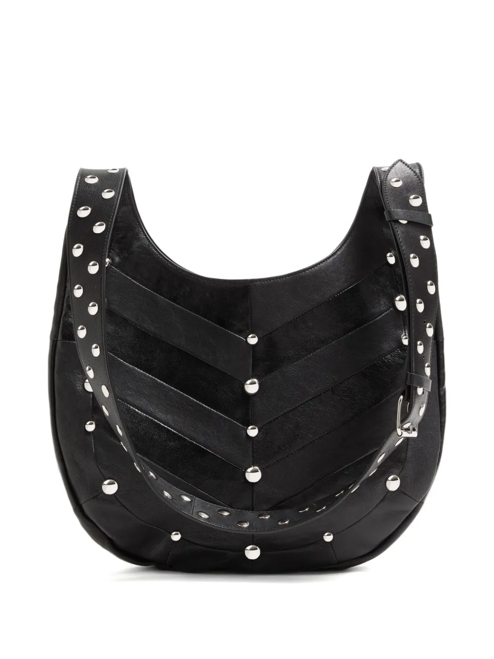 Valentino Garavani chevron-pattern stud-embellished shoulder bag - Zwart