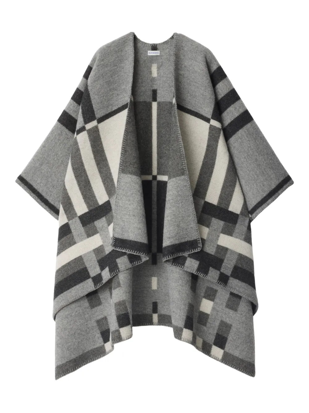 Burberry colour-block checked cape | Grey | Image 1
