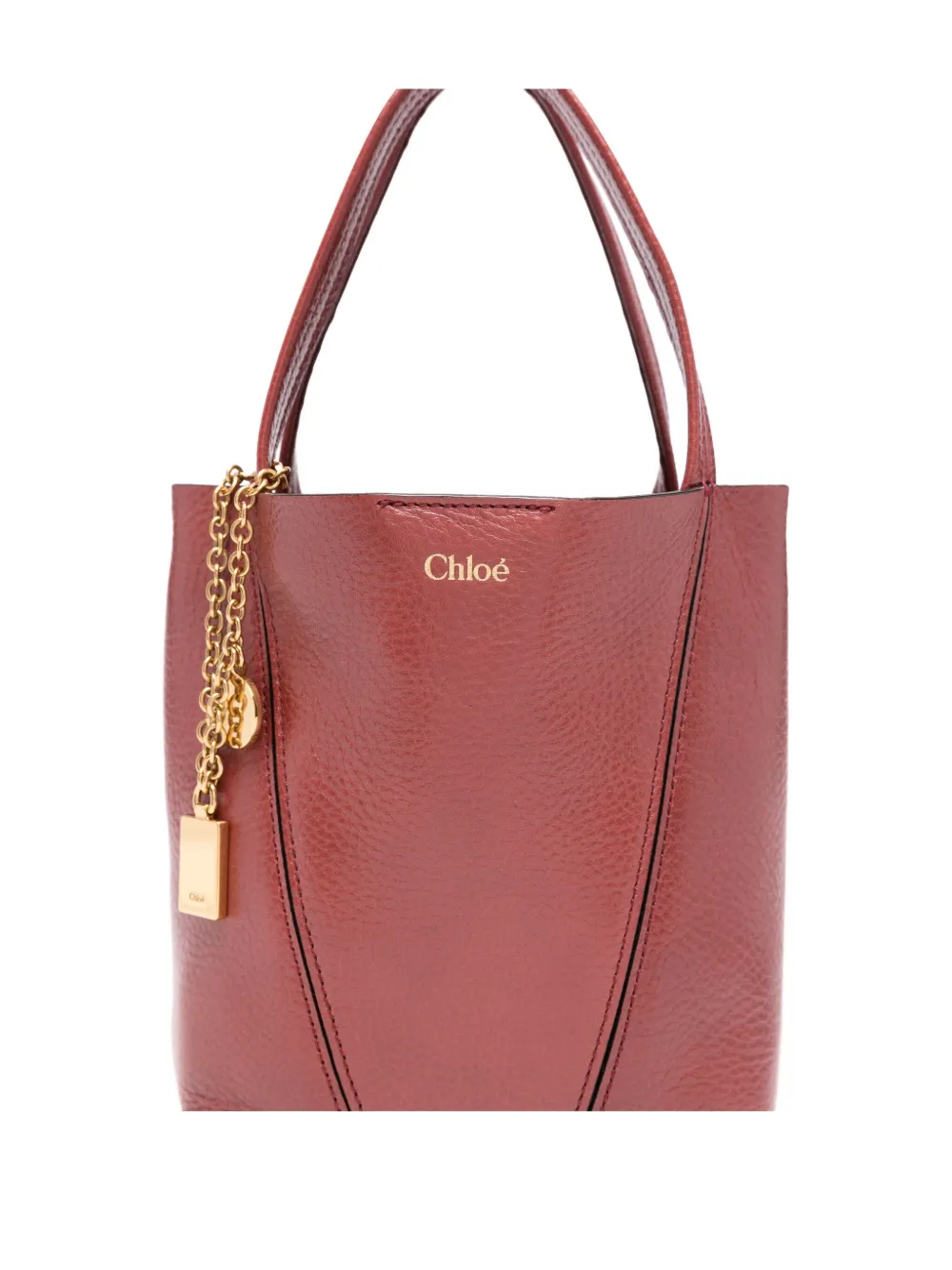 Chloé Spin kleine shopper met leren afwerking en kettingdetail Rood
