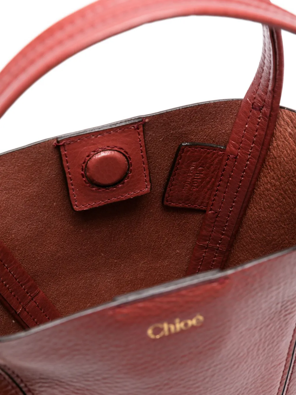 Chloé Spin kleine shopper met leren afwerking en kettingdetail Rood