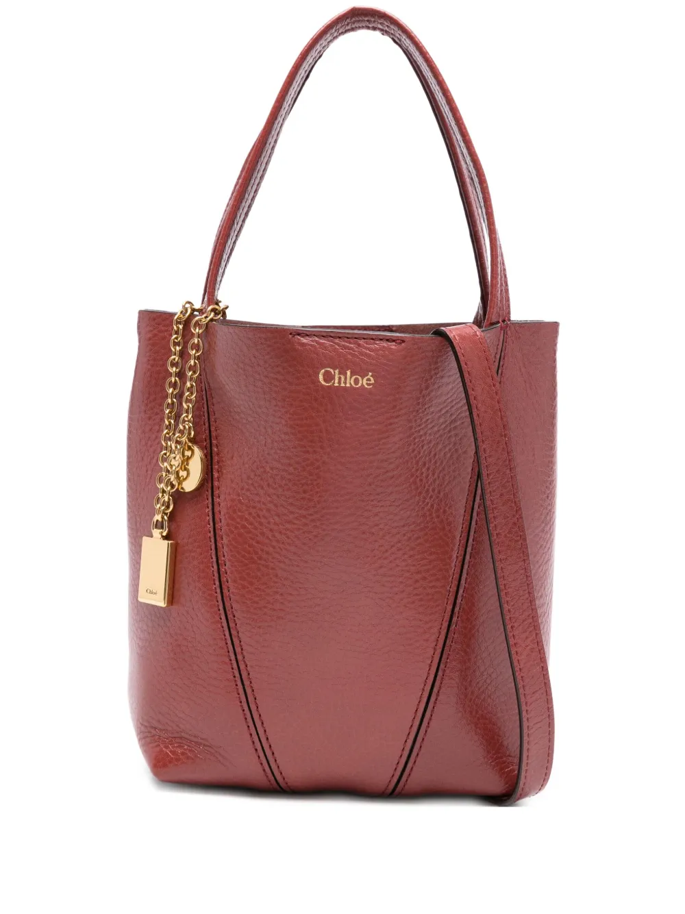 Chloé Eyewear Spin kleine shopper met leren afwerking en kettingdetail Rood