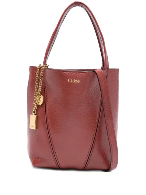 Chloé Eyewear small Spin leather-trimmed chain-detail tote bag