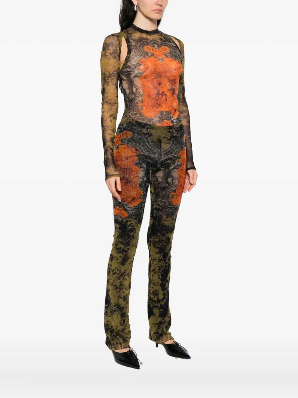 Jean Paul Gaultier printed sleeves Zwart