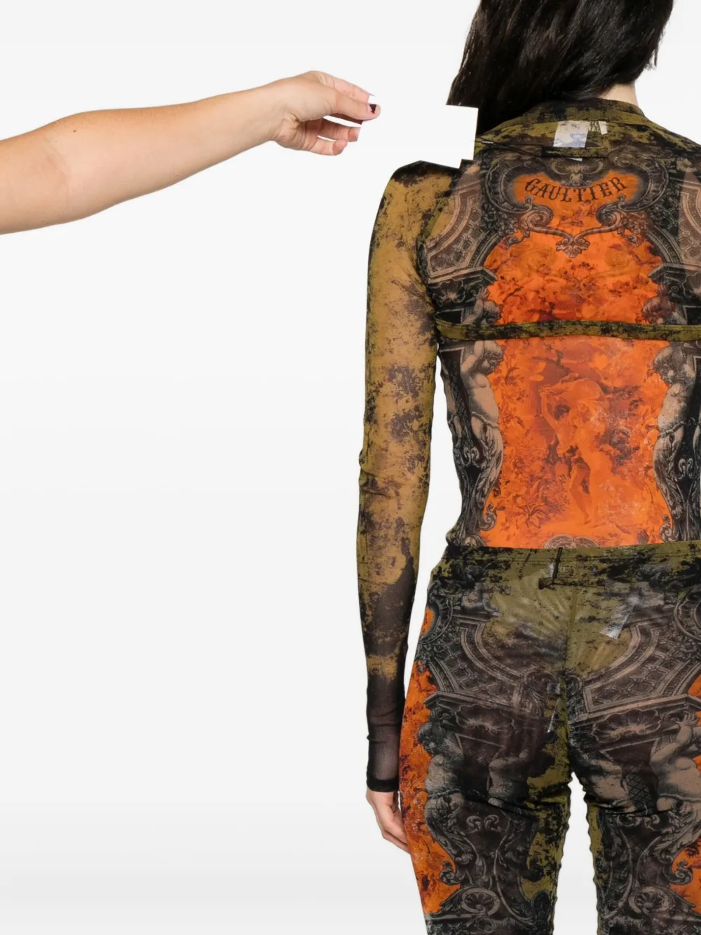 Jean Paul Gaultier printed sleeves Zwart