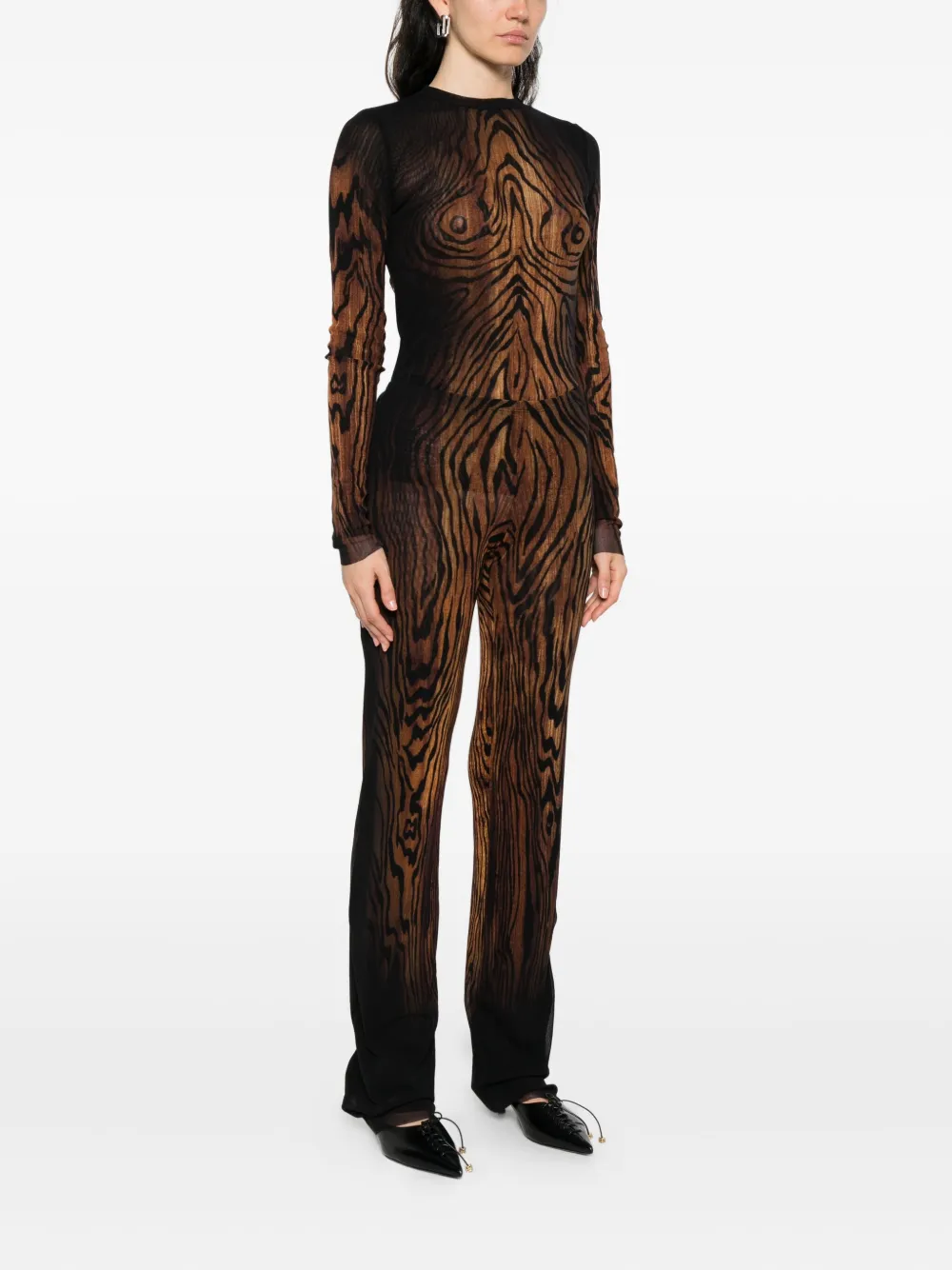 Jean Paul Gaultier abstract-pattern print trousers Zwart
