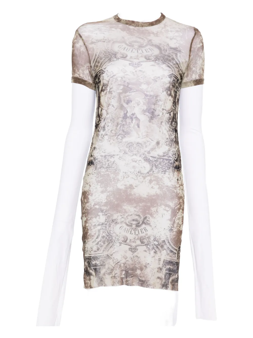 Jean Paul Gaultier abstract-pattern print mini dress Grijs