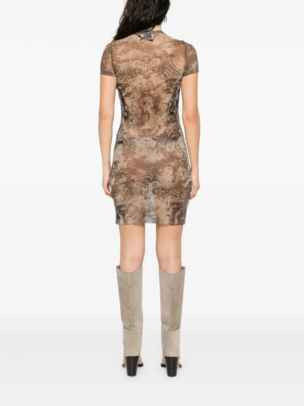 Jean Paul Gaultier abstract-pattern print mini dress Grijs