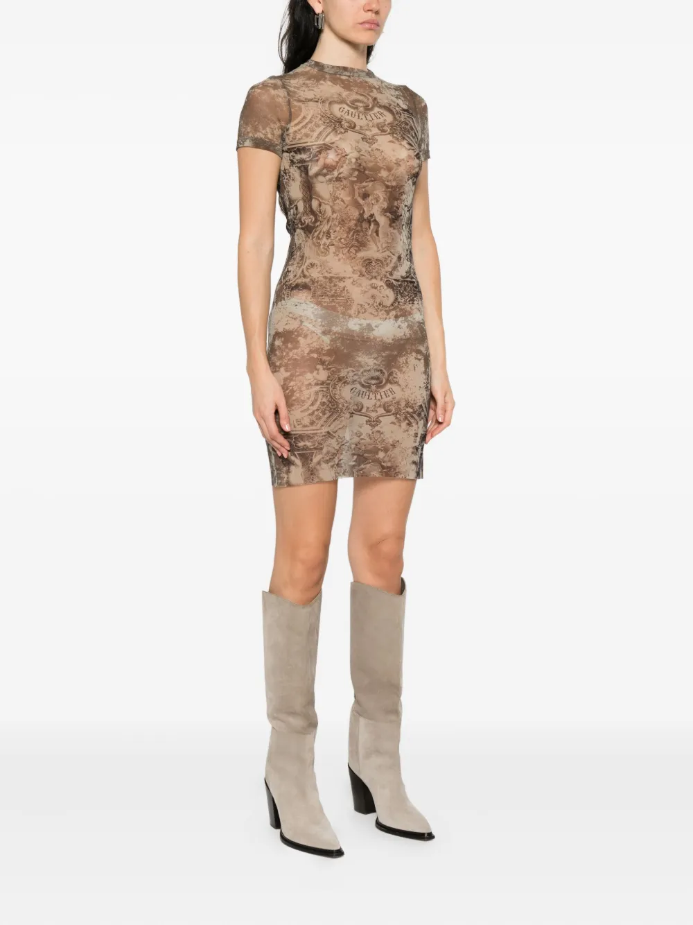 Jean Paul Gaultier abstract-pattern print mini dress Grijs