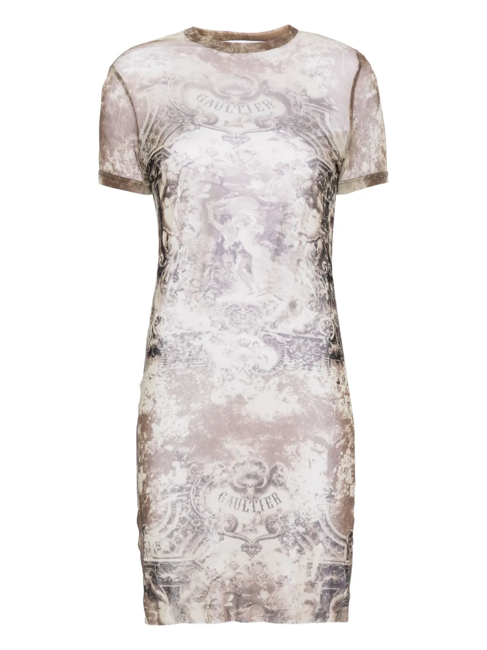 Jean Paul Gaultier abstract-pattern print mini dress Grijs