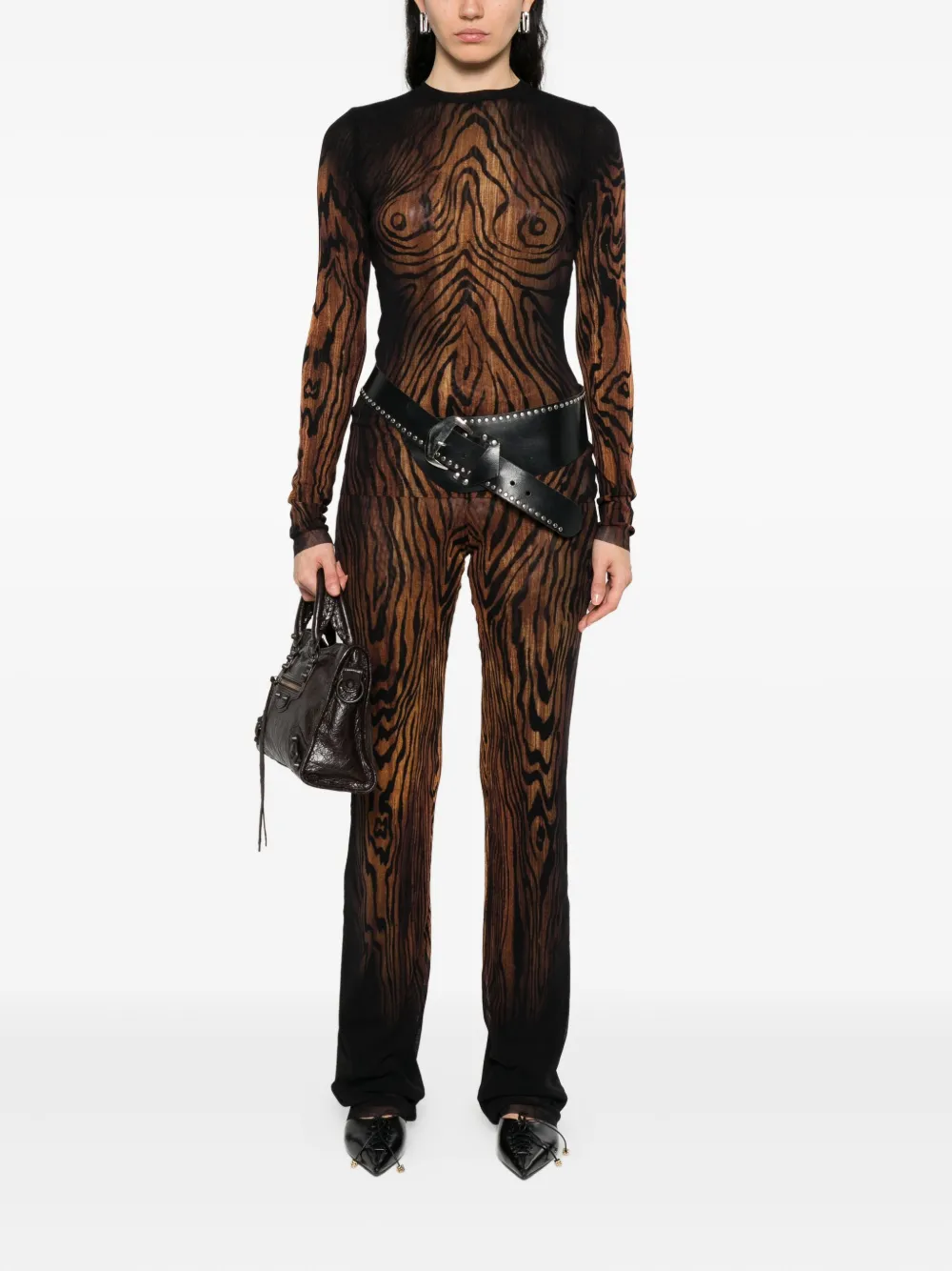 Jean Paul Gaultier wood-print mesh top | T-shirts & Jerseys | Image 2