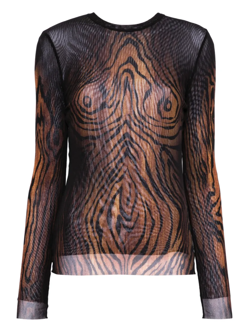 Jean Paul Gaultier wood-print mesh top | Black | Image 1