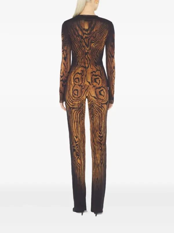 Jean Paul Gaultier wood-print Mesh Top | Black | FARFETCH