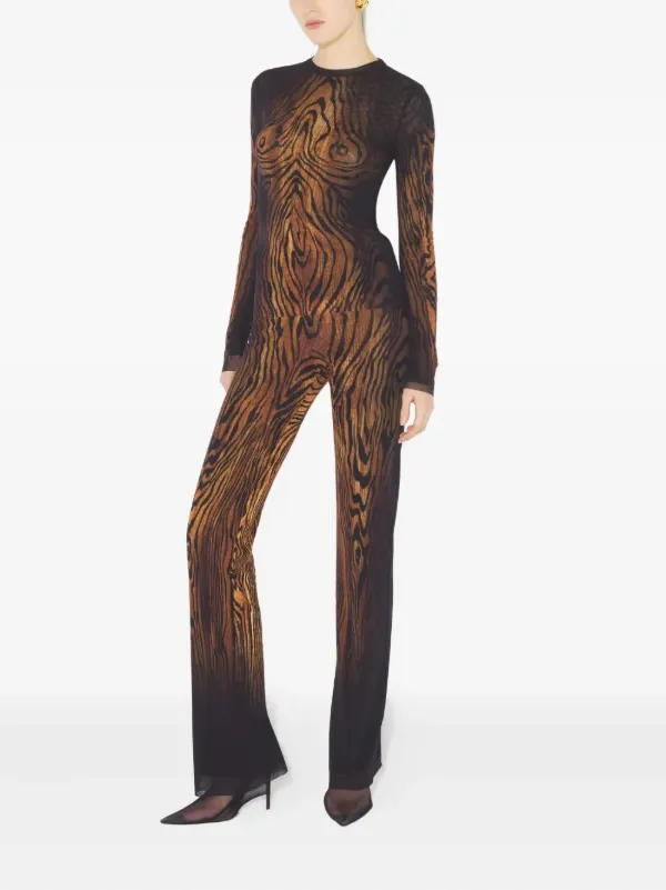 Jean Paul Gaultier wood-print Mesh Top | Black | FARFETCH
