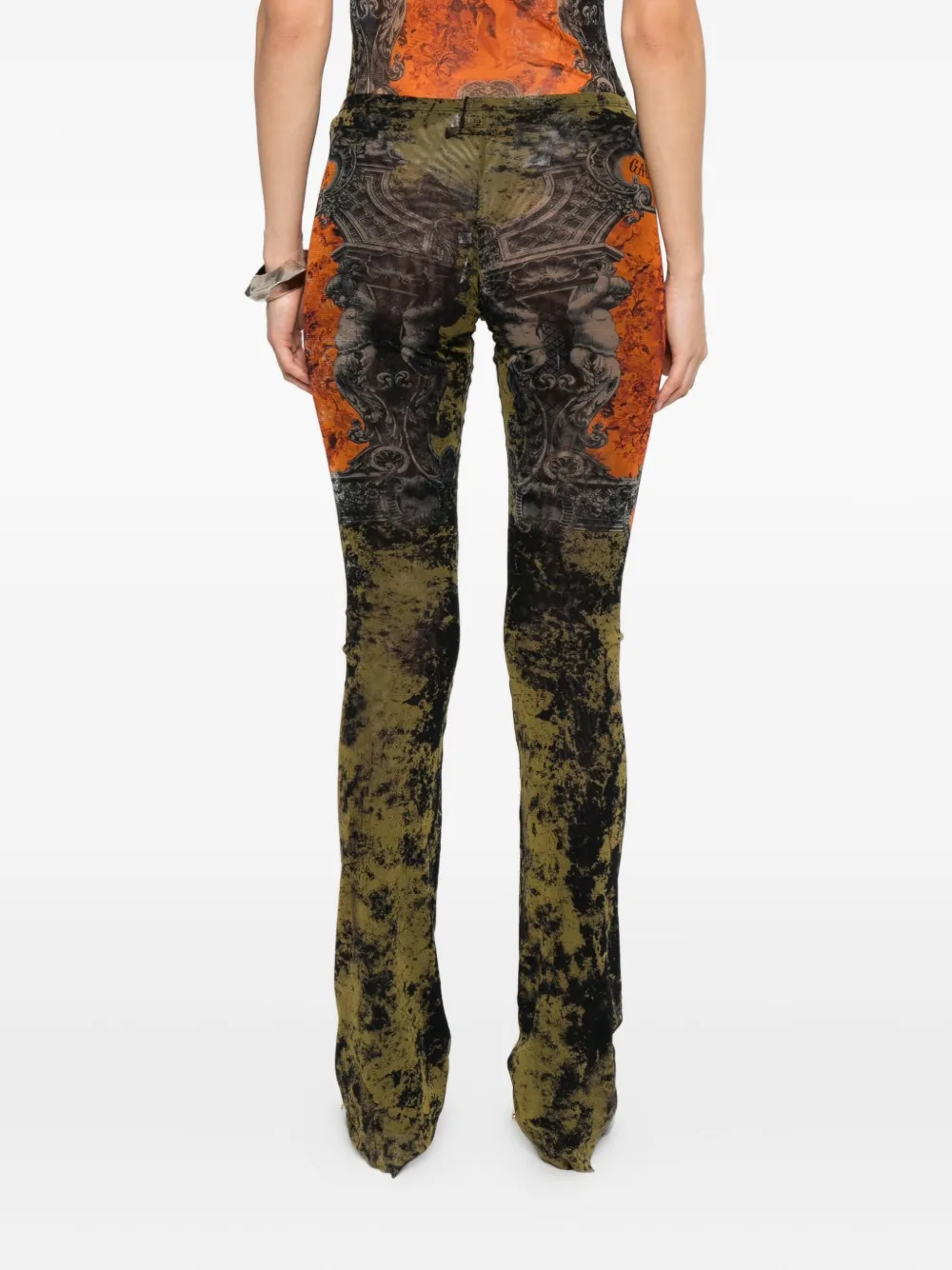Jean Paul Gaultier abstract-pattern print trousers Zwart