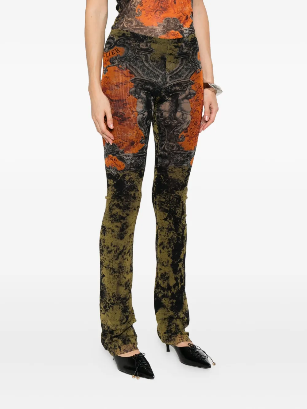 Jean Paul Gaultier abstract-pattern print trousers Zwart