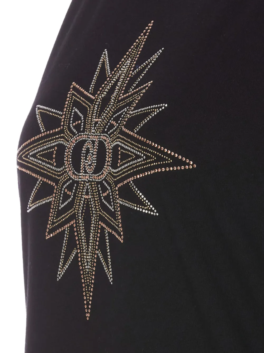 Liu •jo Star-embellished Crew-neck T-shirt In Black