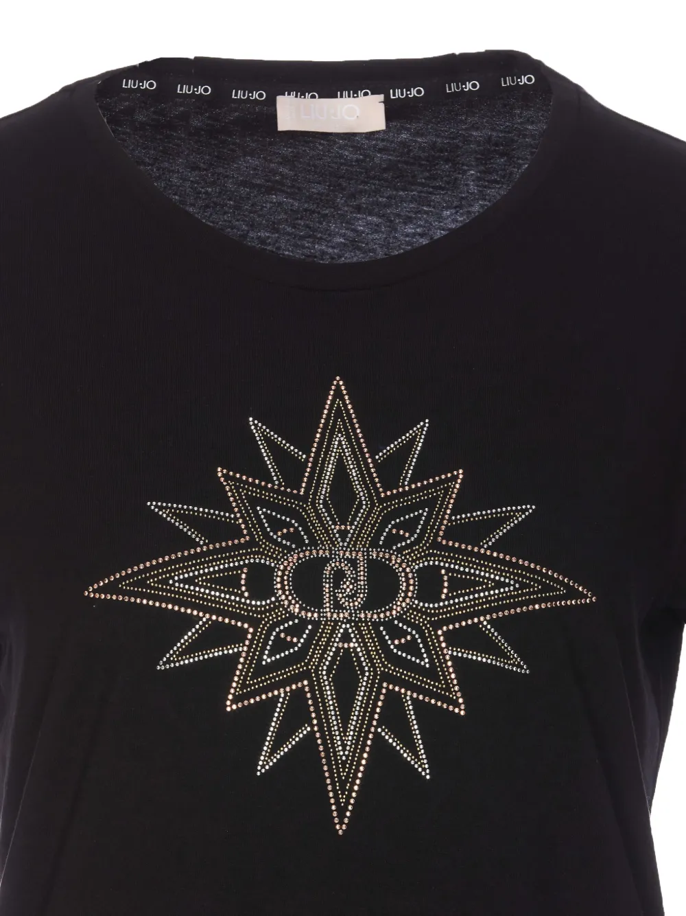 Liu •jo Star-embellished Crew-neck T-shirt In Black