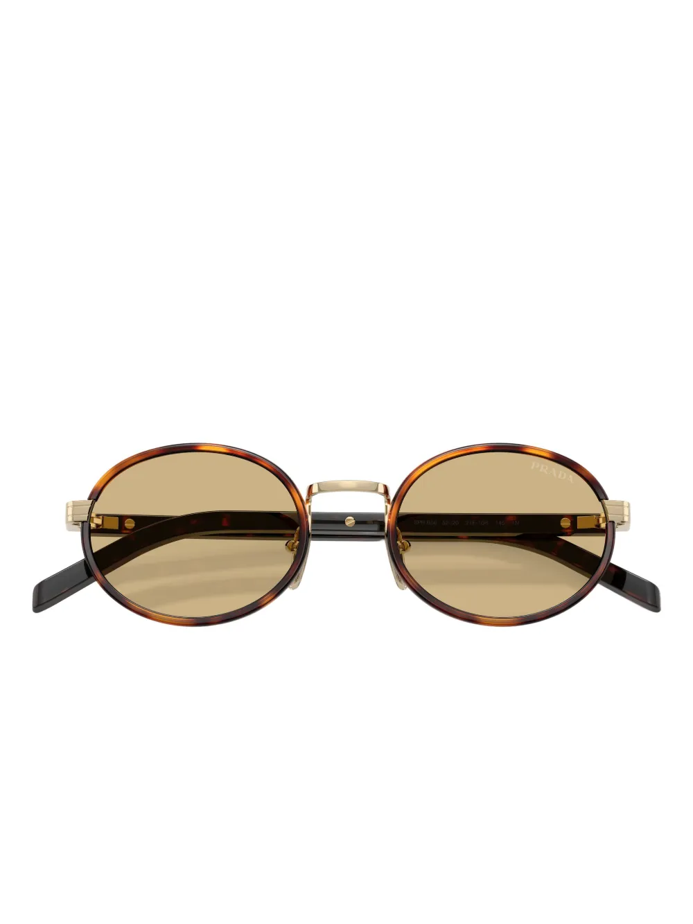 Prada Eyewear Zonnebril met rond montuur en schildpadschild design Bruin