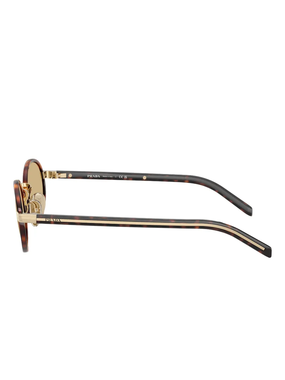 Prada Eyewear Zonnebril met rond montuur en schildpadschild design Bruin