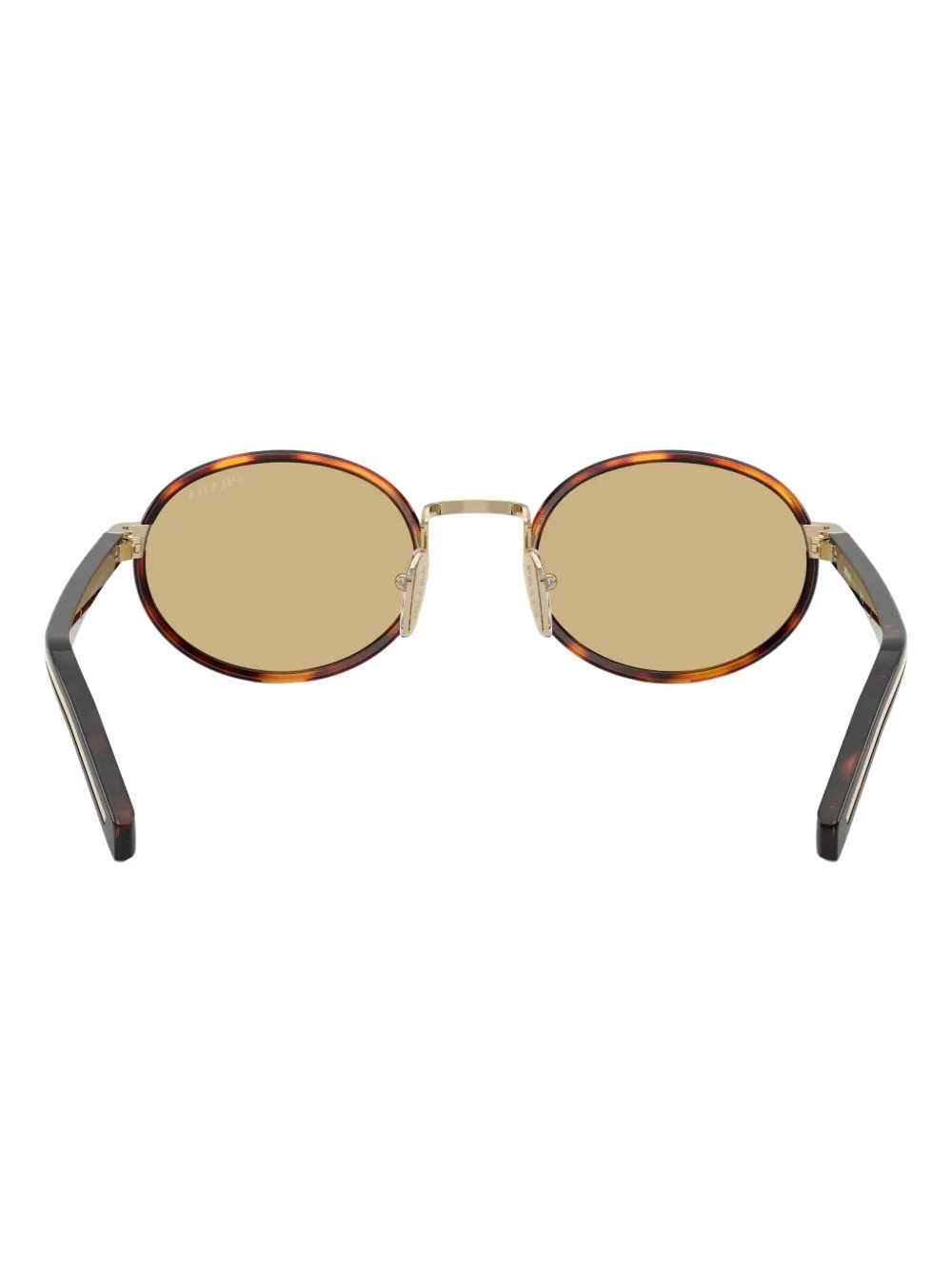 Prada Eyewear Zonnebril met rond montuur en schildpadschild design Bruin