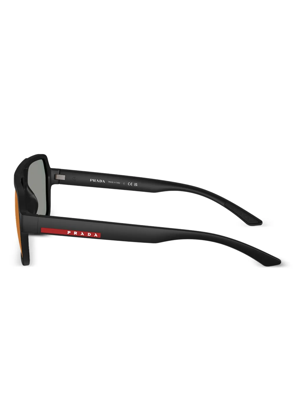 Prada Linea Rossa Zonnebril met spiegelende glazen Zwart