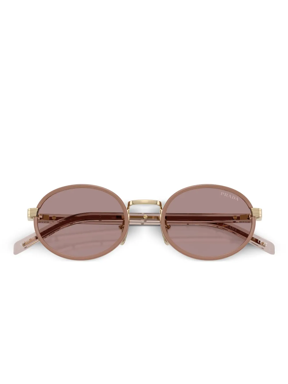 Prada Eyewear Zonnebril met rond metalen montuur Beige