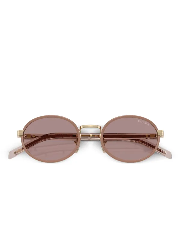 小物 PRADA Logo round sunglasses Prada Eyewear round-frame Metal Sunglasses | Neutrals | FARFETCH