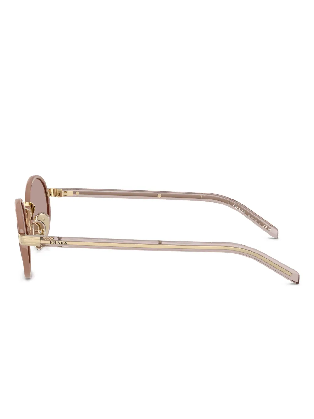 Prada Eyewear Zonnebril met rond metalen montuur Beige