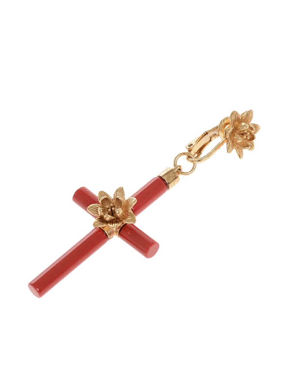 Dsquared2 Metal And Resin Single Clip-on Earring With Cross Shaped Pen In Red