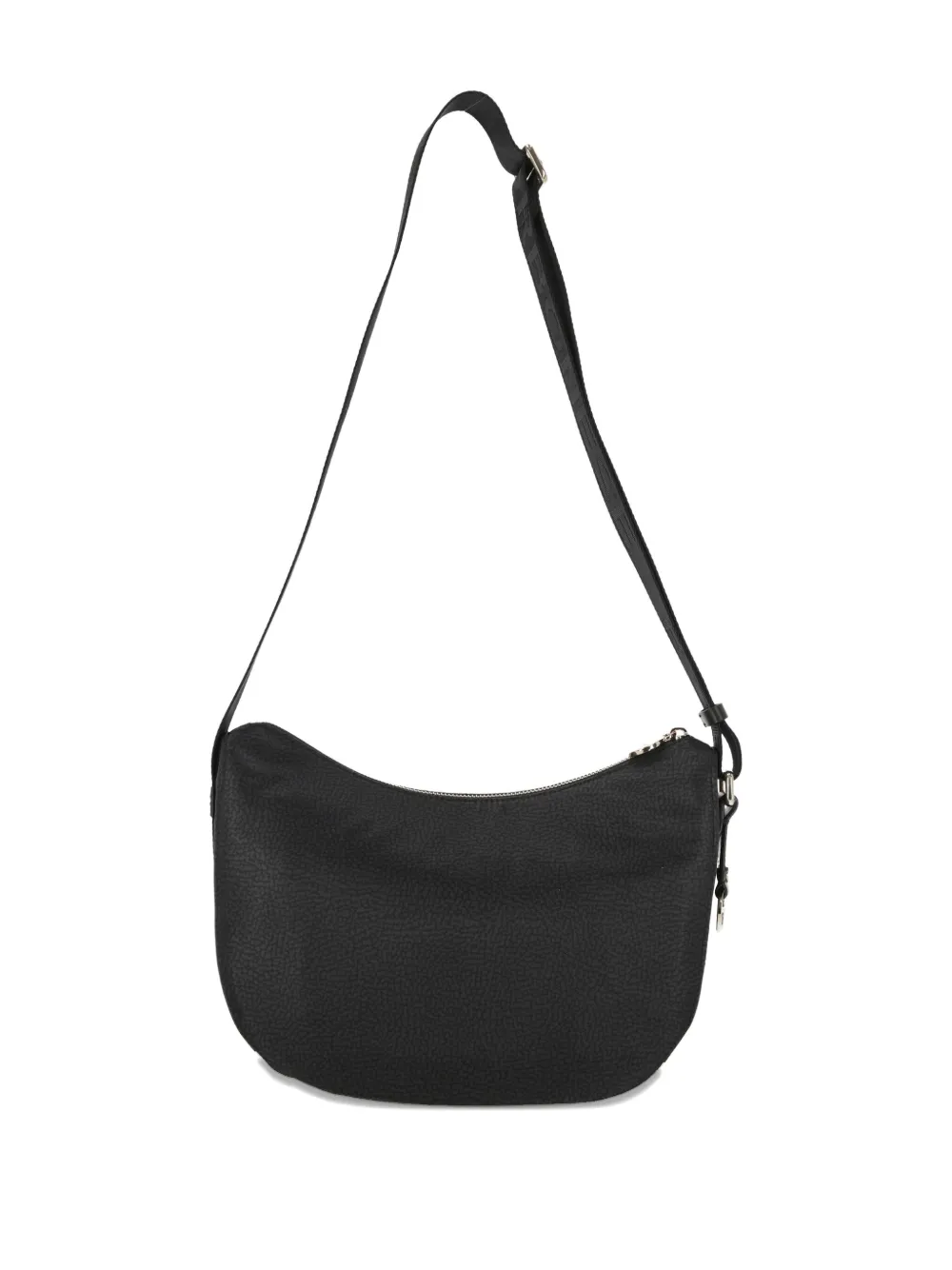 Borbonese Crescent-shape Zip Shoulder Bag In Black