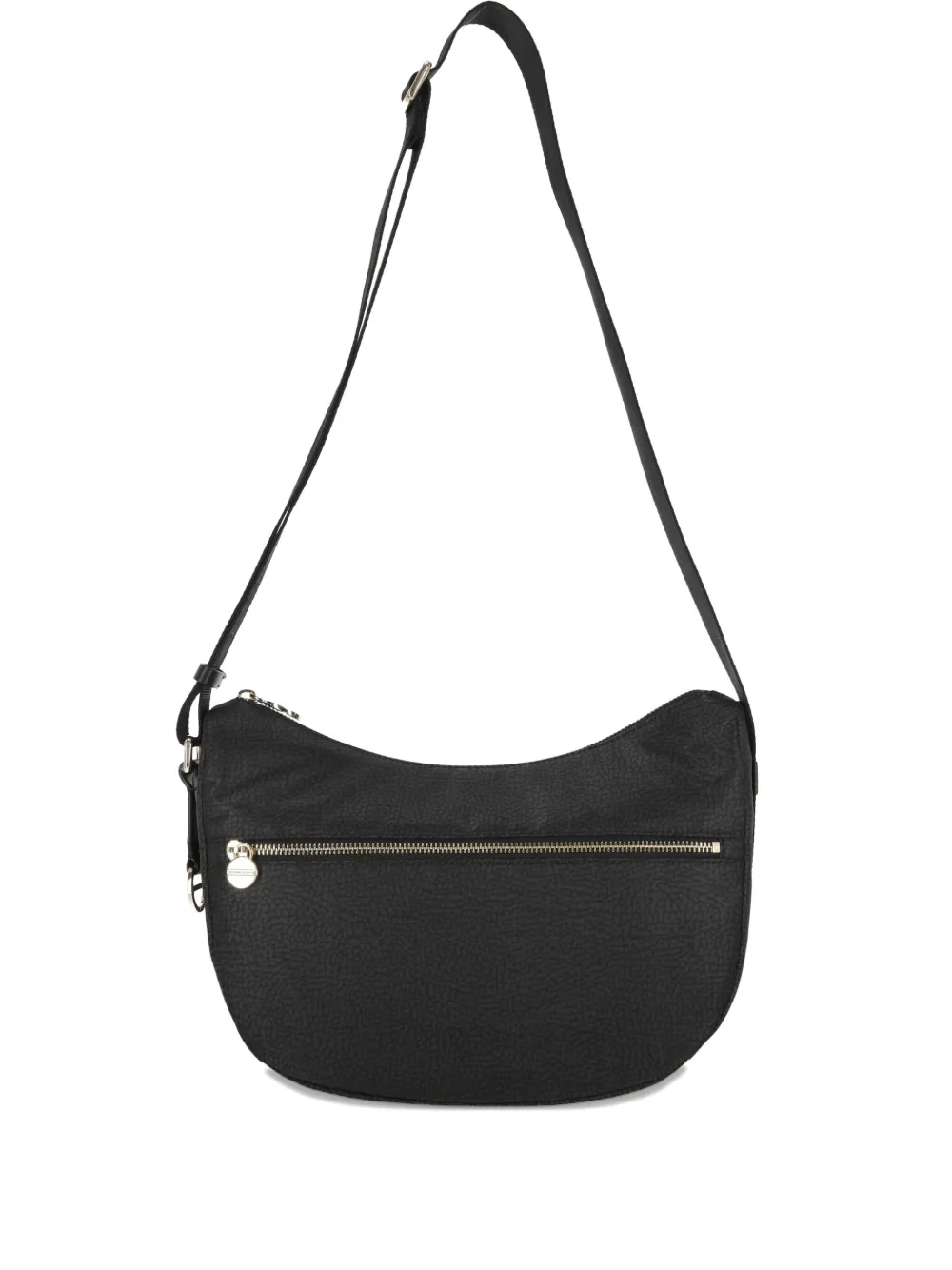 Borbonese Crescent-shape Zip Shoulder Bag In Black