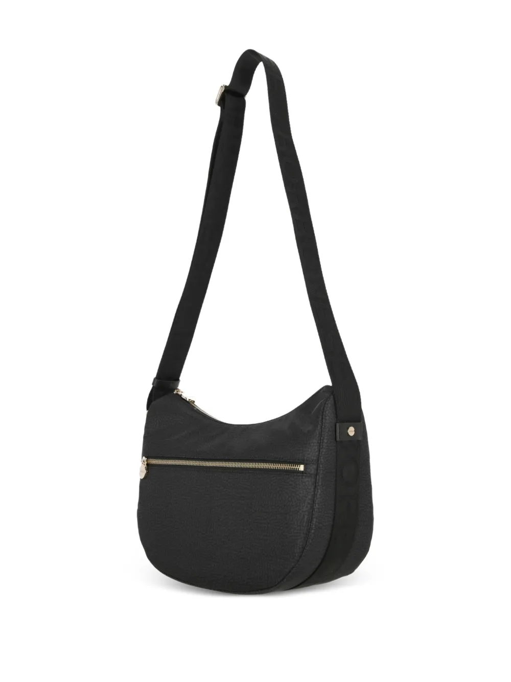 Borbonese Crescent-shape Zip Shoulder Bag In Black