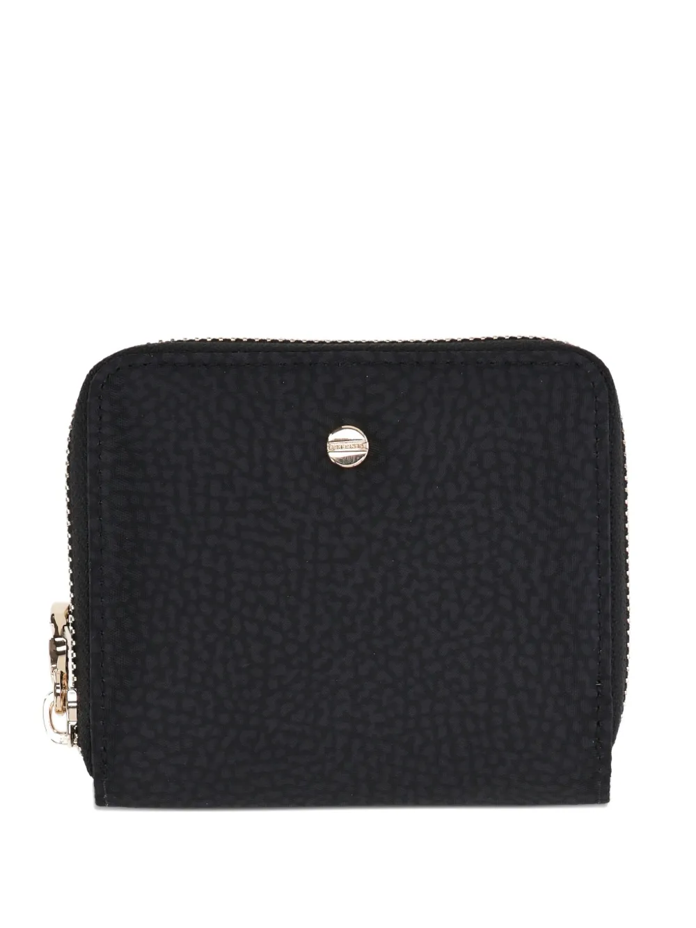Borbonese Zip-around Spotted-pattern Purse In Black