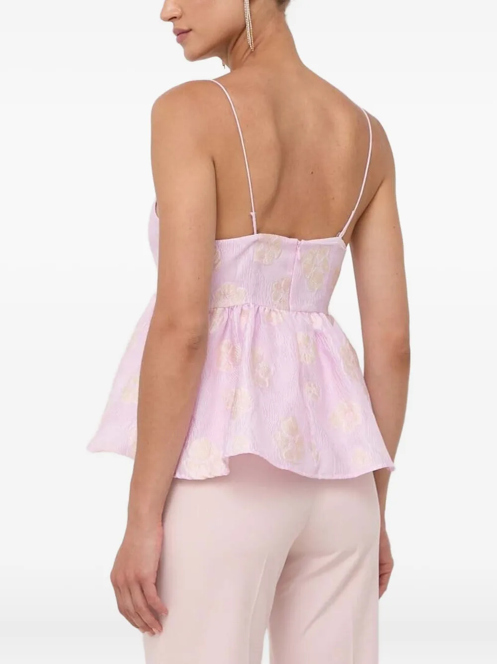 Custommade floral-print peplum top - Roze