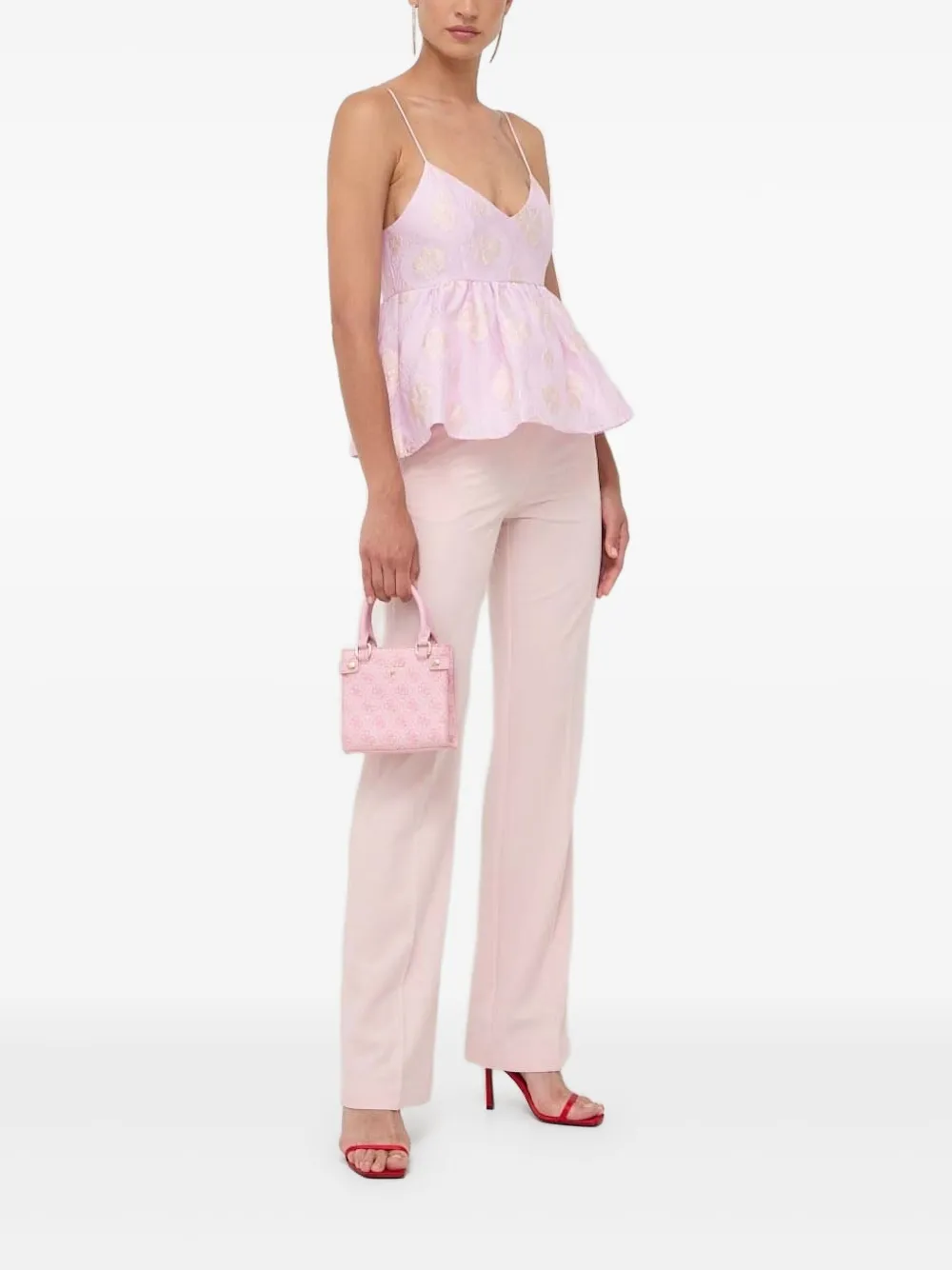 Custommade floral-print peplum top | Pink | Image 1