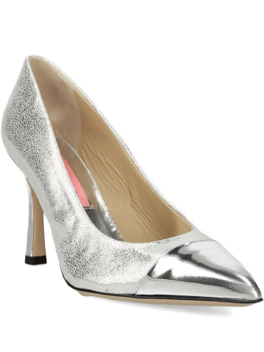 Custommade Metallic Cap-toe Pumps In Gray