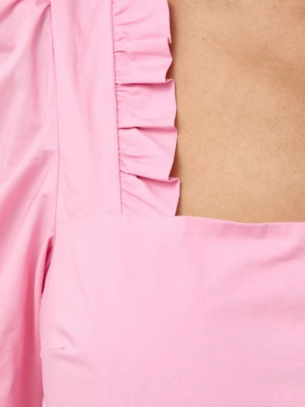 Custommade Top met pofmouwen en franje Roze