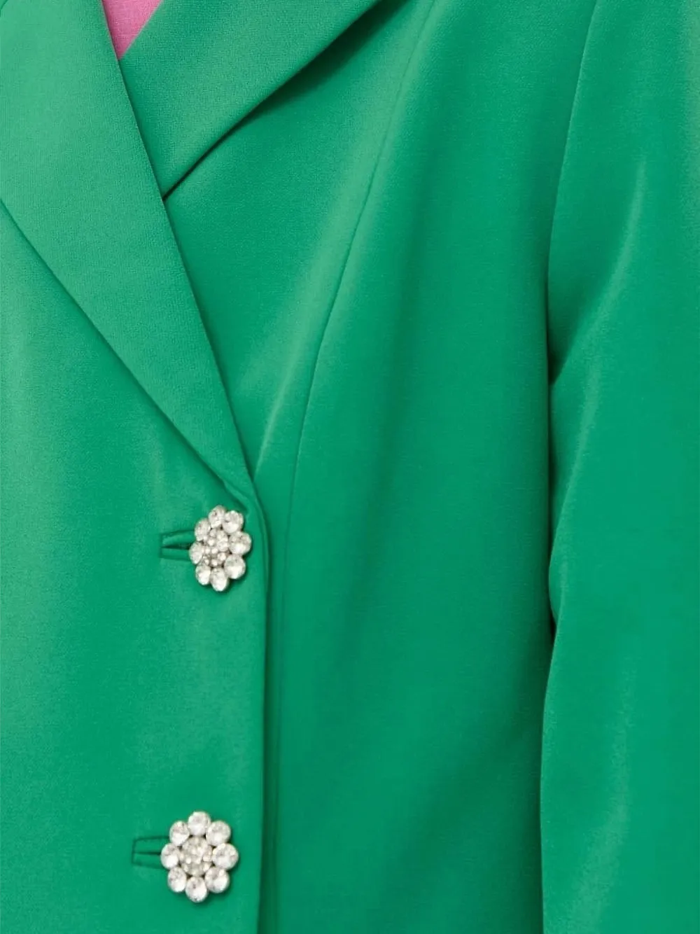 Custommade Crystal-embellished Double-breasted Blazer In Green