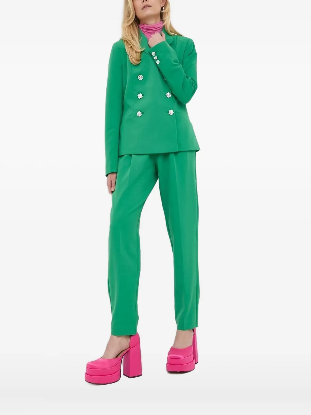 Custommade crystal-embellished double-breasted blazer | Green | Image 1